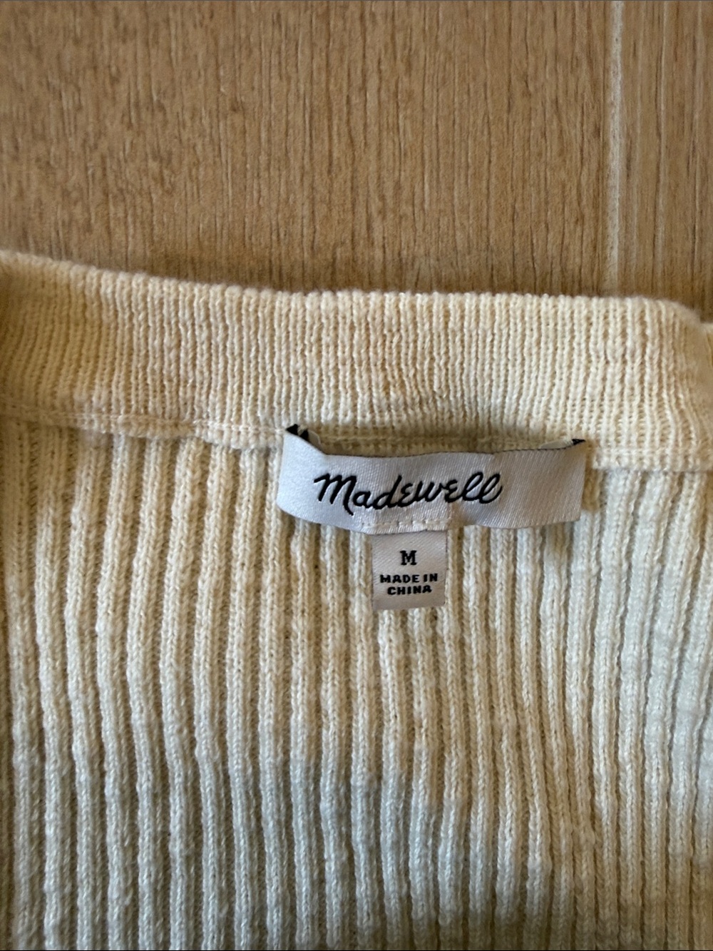 Cream Madewell Ribbed Button-Front Women's Sweater - Picture 3 of 4